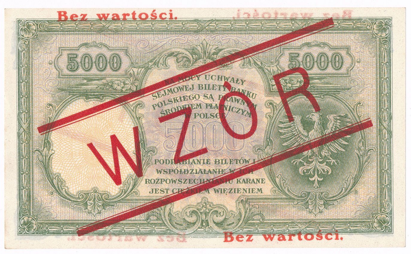 WZÓR. 5000  złotych 1919 Kościuszko – RZADKOŚC R5
